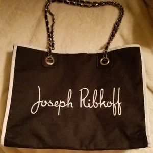 Silver/black chain handle middle & side snap